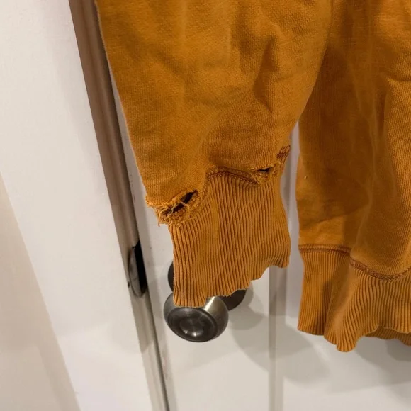 Pilcro by Anthropologie Niki Bubble Mustard Yellow Sweatshirt - Picture 4 of 10